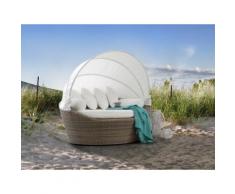 Sonneninsel Rattan hellbraun Sonnendach cremeweiß SYLT