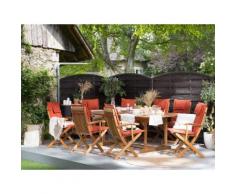 Gartenmöbel Set Holz 8-Sitzer mit Auflagen terracotta MAUI