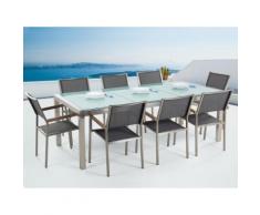 Gartenmöbel Set Crashglas 220 x 100 cm 8-Sitzer Stühle Textilbespannung grau GROSSETO