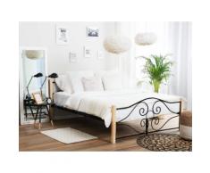 Metallbett schwarz hellbraune Beine Lattenrost 180 x 200 cm FLORANGE