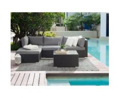 Lounge Set Rattan schwarz 4-Sitzer SANO II