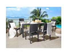 Gartenmöbel Set Rattanoptik graphitgrau 6-Sitzer FOSSANO