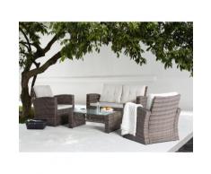 Lounge Set Rattan braun 4-Sitzer Auflagen beige LUCA