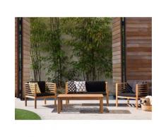 Gartenmöbel Set Holz 4-Sitzer Auflagen schwarz PACIFIC