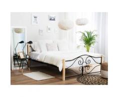 Metallbett schwarz hellbraune Beine Lattenrost 160 x 200 cm FLORANGE
