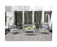 Gartenmöbel Set Aluminium 4-Sitzer Auflagen hellgrau SALERNO