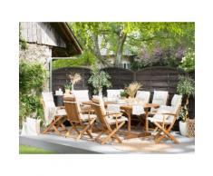 Gartenmöbel Set Holz 8-Sitzer mit Auflagen cremeweiß MAUI