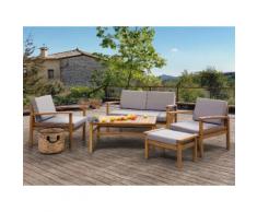 Lounge Set Holz braun 4-Sitzer Auflagen taupe MANILA