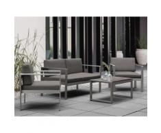 Gartenmöbel Set Aluminium 4-Sitzer Auflagen dunkelgrau SALERNO