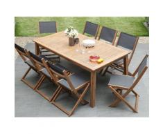 Gartenmöbel Set Holz 8-Sizer Textilene dunkelgrau CESANA