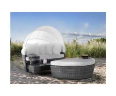 Sonneninsel Rattan grau Sonnendach cremeweiß SYLT LUX