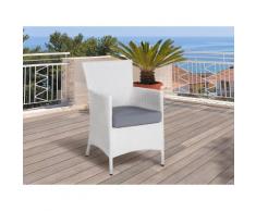 Gartenstuhl weiß Rattan Auflage grau ITALY