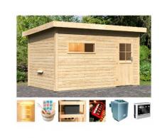 KARIBU Saunahaus »Uwe 3«, 393/231/239 cm, 9-kW-Bio-Ofen mit ext. Steuerung