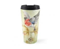 Weihnachtsglocke und Vogel Thermosbecher