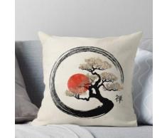 Enso Circle and Bonsai Tree on Canvas Throw Pillow