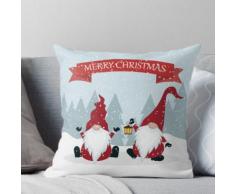 Frohe Weihnachten Gartenzwerge Kissen