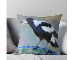 Elster beim Vogelbad Kissen