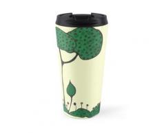 Obstbaum und farbige Blumen. Thermosbecher