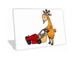 Lustiger Ziegen-Schieben-Rasenmäher Laptop Skin