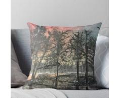 Sonnenuntergang über dem See mit Bäumen (Acrylbild auf Leinwand) Kissen