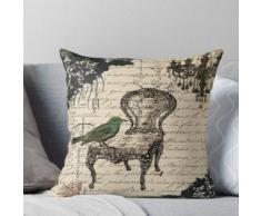 Shabby Chic Vintage Vogel Skripte französischen Stuhl Kronleuchter Kissen
