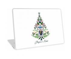 Kashubian Weihnachtsbaum auf tadellosem Hintergrund, frohe Weihnachten Laptop Skin