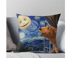 Bär im großen blauen Haus mit sternenklarer Nacht Kissen
