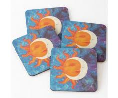 Sonnenwende - Sonne und Mond Acrylgemälde Untersetzer