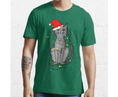 Weihnachtsbeleuchtung Katze Essential T-Shirt
