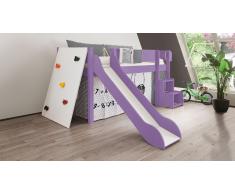 Hochbett für Kinder Kletterwand Violett