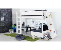 Hochbett für Kinder Kletterwand Weiß