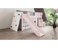 Hochbett für Kinder Kletterwand Rosa