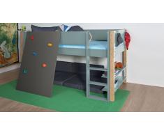 Hochbett für Kinder Kletterwand Violett