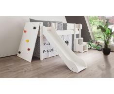 Hochbett für Kinder Kletterwand Weiß