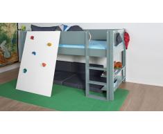 Hochbett für Kinder Kletterwand Grün