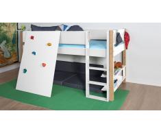 Hochbett für Kinder Kletterwand Weiß