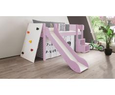 Hochbett für Kinder Kletterwand Violett