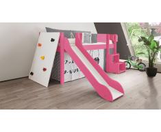 Hochbett für Kinder Kletterwand Pink