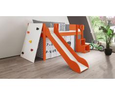 Hochbett für Kinder Kletterwand Orange
