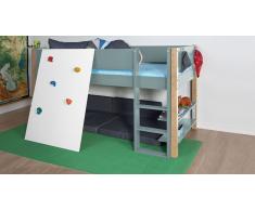 Hochbett für Kinder Kletterwand Gelb