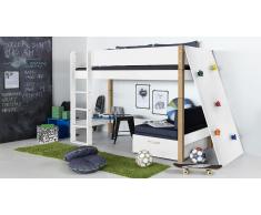 Hochbett für Kinder Kletterwand Weiß