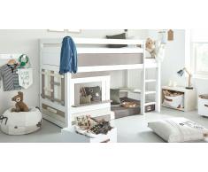 Hochbett für Kinder "Holzhütte" Grau