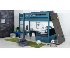 Hochbett für Kinder Kletterwand Grün