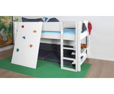 Hochbett für Kinder Kletterwand Weiß