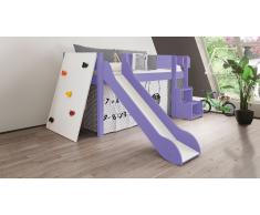 Hochbett für Kinder Kletterwand Violett