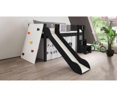 Hochbett für Kinder Kletterwand Schwarz