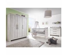 Komplett Kinderzimmer Nordic Cascina groß, 3-tlg. (Kinderbett, Umbauseiten, Wickelkommode und Kleiderschrank 3-trg.), Cascina Pinie grau