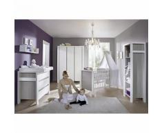 Komplett Kinderzimmer MILANO PINIE, 3-tlg. (Kinderbett + US, Wickelkommode und 3-türiger Kleiderschrank), Pinie silberfarbig/weiß
