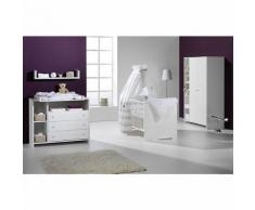 Komplett Kinderzimmer ECO STRIPE, 3-tlg. (Kinderbett, Wickelkommode und 2-türiger Kleiderschrank mit Seitenregal), weiß
