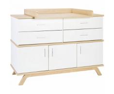 Wickelkommode Vicky Oak, weiß lackiert, Holz Nachbildung Vincenza Eiche holzfarben
